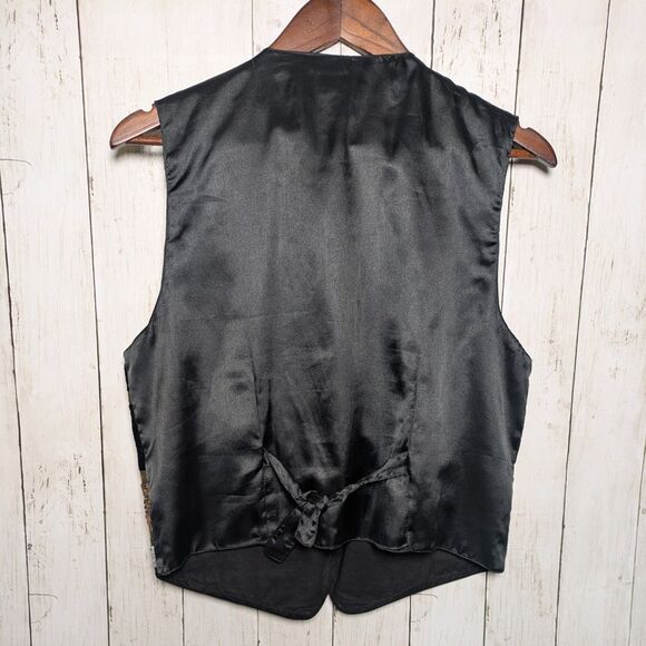 Vintage 90s Velvet Patchwork Embroidered Vest Medium Whimsigoth Witchy Goth - Picture 4 of 8